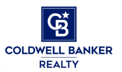The logo for coldwell banker realty is blue and white