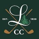 A logo for a golf club with two crossed golf clubs and a pine tree.
