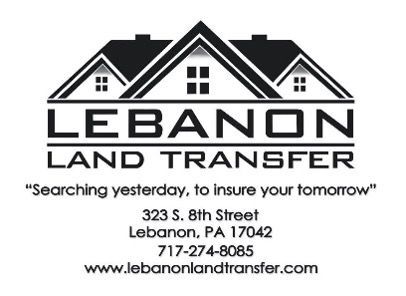 A lebanon land transfer logo with a house on top of it