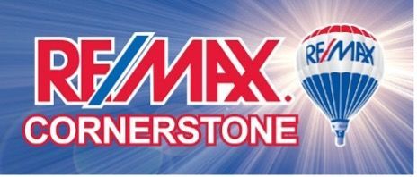 A remax cornerstone logo with a hot air balloon