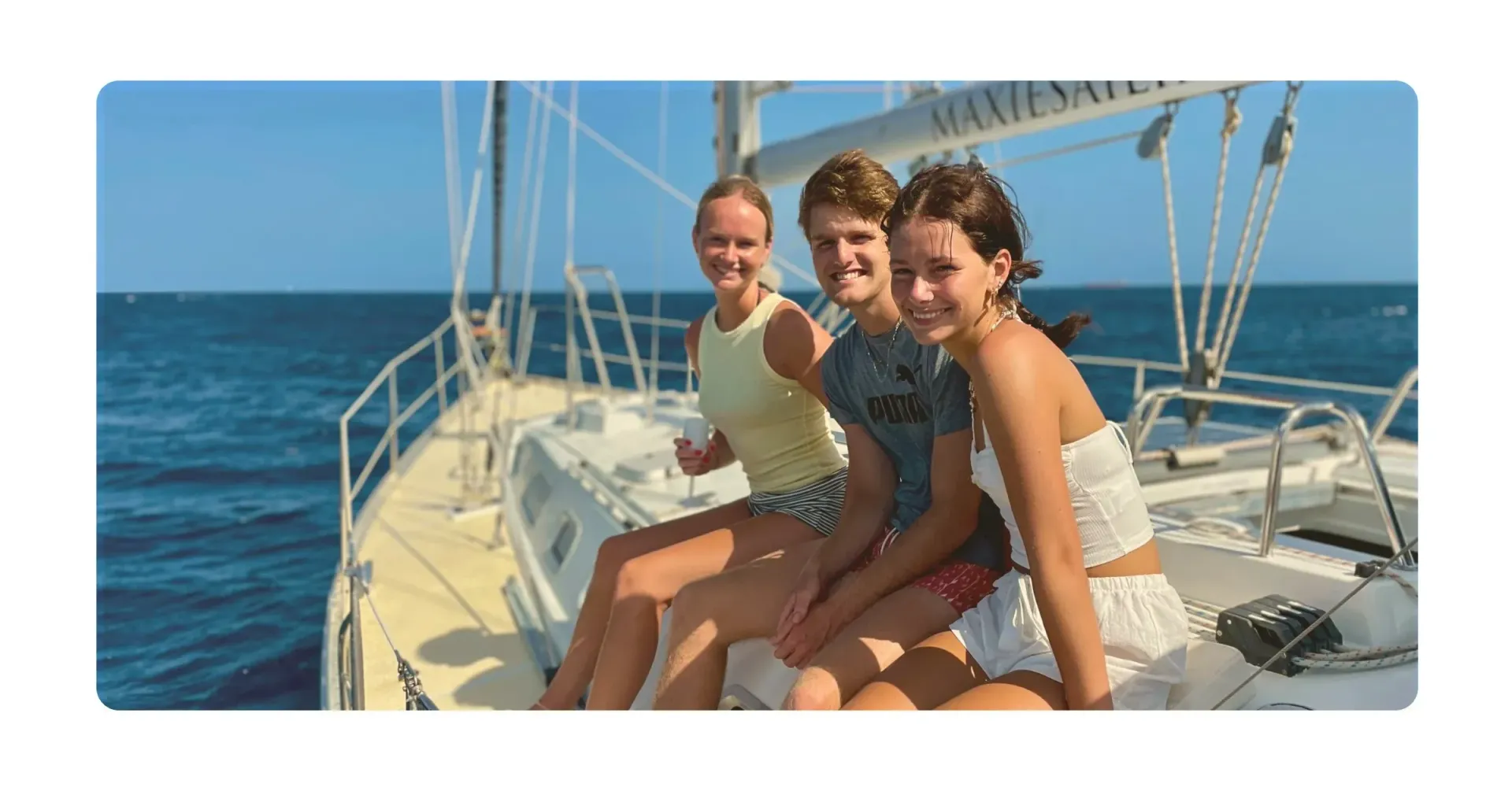 Happy family enjoying Maxie Sailing Curacao Excursions aboard sailing yacht Galaxie