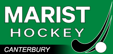 Marist Hockey, Canterbury logo: white text on green background, hockey stick and ball.