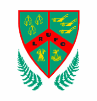 Green and red crest with symbols and 