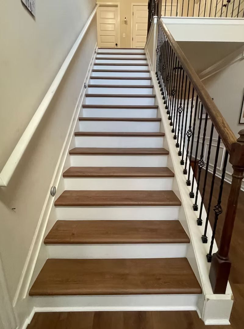 Luxury Vinyl Stair Treads Installed by Martin's Master Flooring