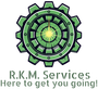 Green gear logo with &ldquo;R.K.M. Services&rdquo; and the tagline &ldquo;Here to get you going!&rdquo;