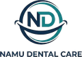 Logo for Namu Dental Care. Blue and teal design with 