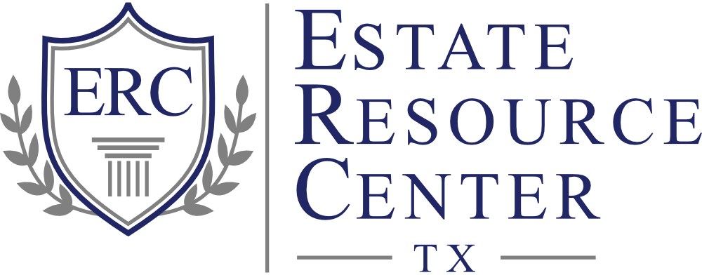 Estate Resource Center logo with shield “ERC” and “TX” in navy and gray