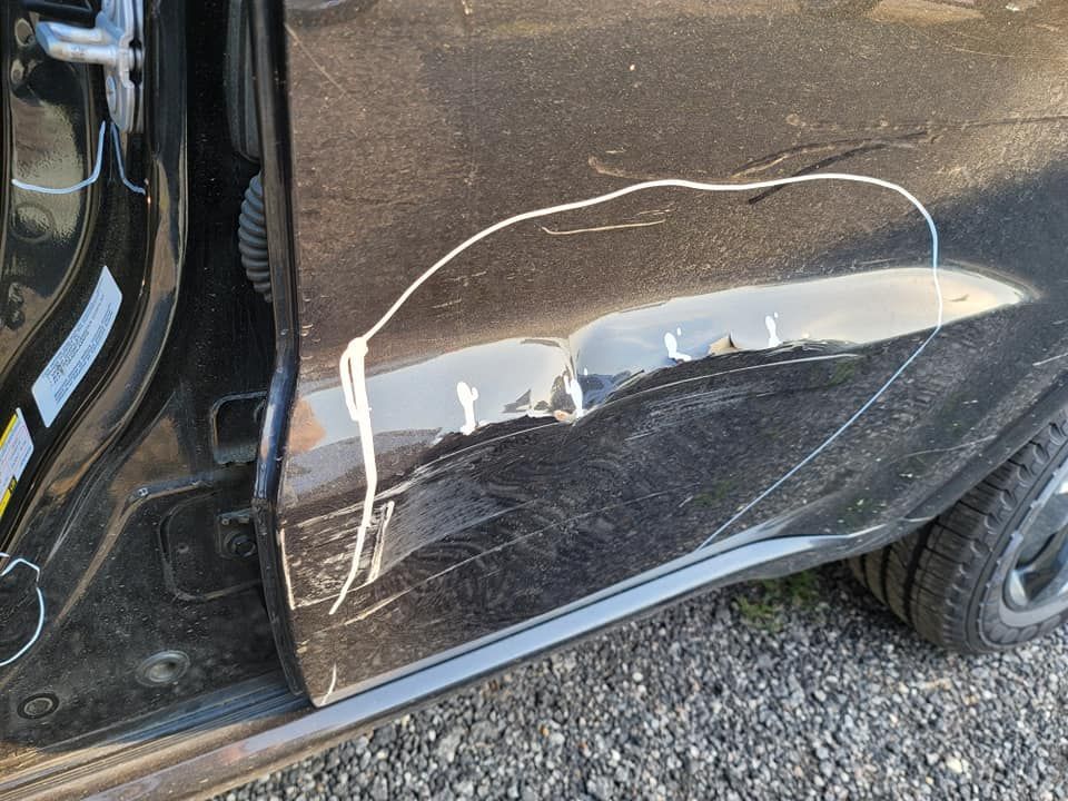 Dent in car door
