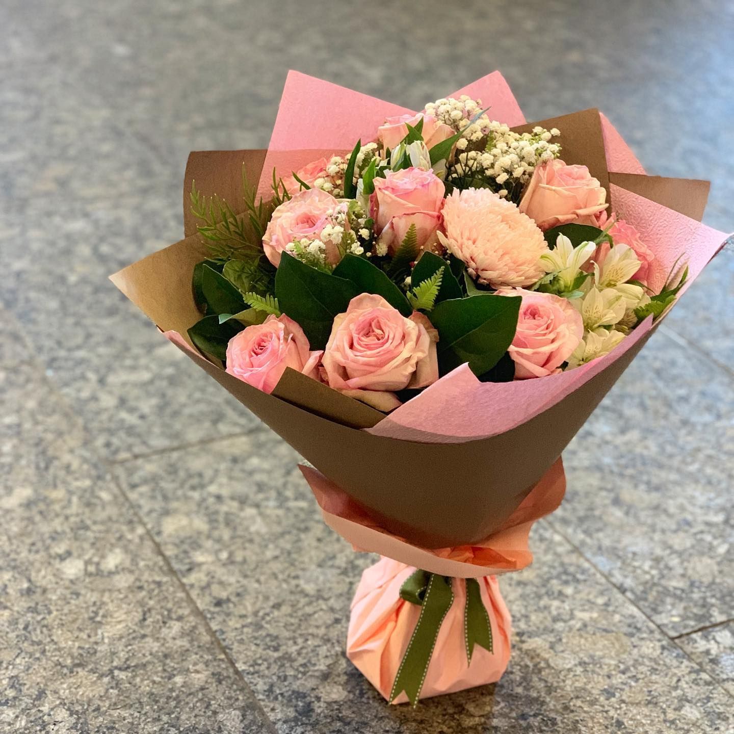 Bouquet of Pink Roses and White Flowers — Ivy Lane Flowers & Gifts in Birtinya, QLD
