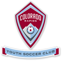 Colorado Rapids Youth Soccer Club logo in red, white, and blue
