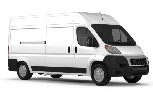 White cargo van on a white background, shown in side view.
