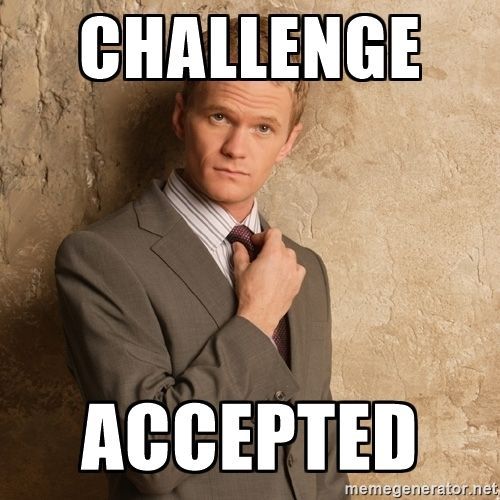 A man in a suit and tie says challenge accepted
