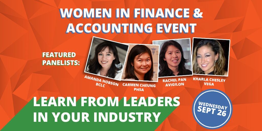 A poster for a women in finance and accounting event
