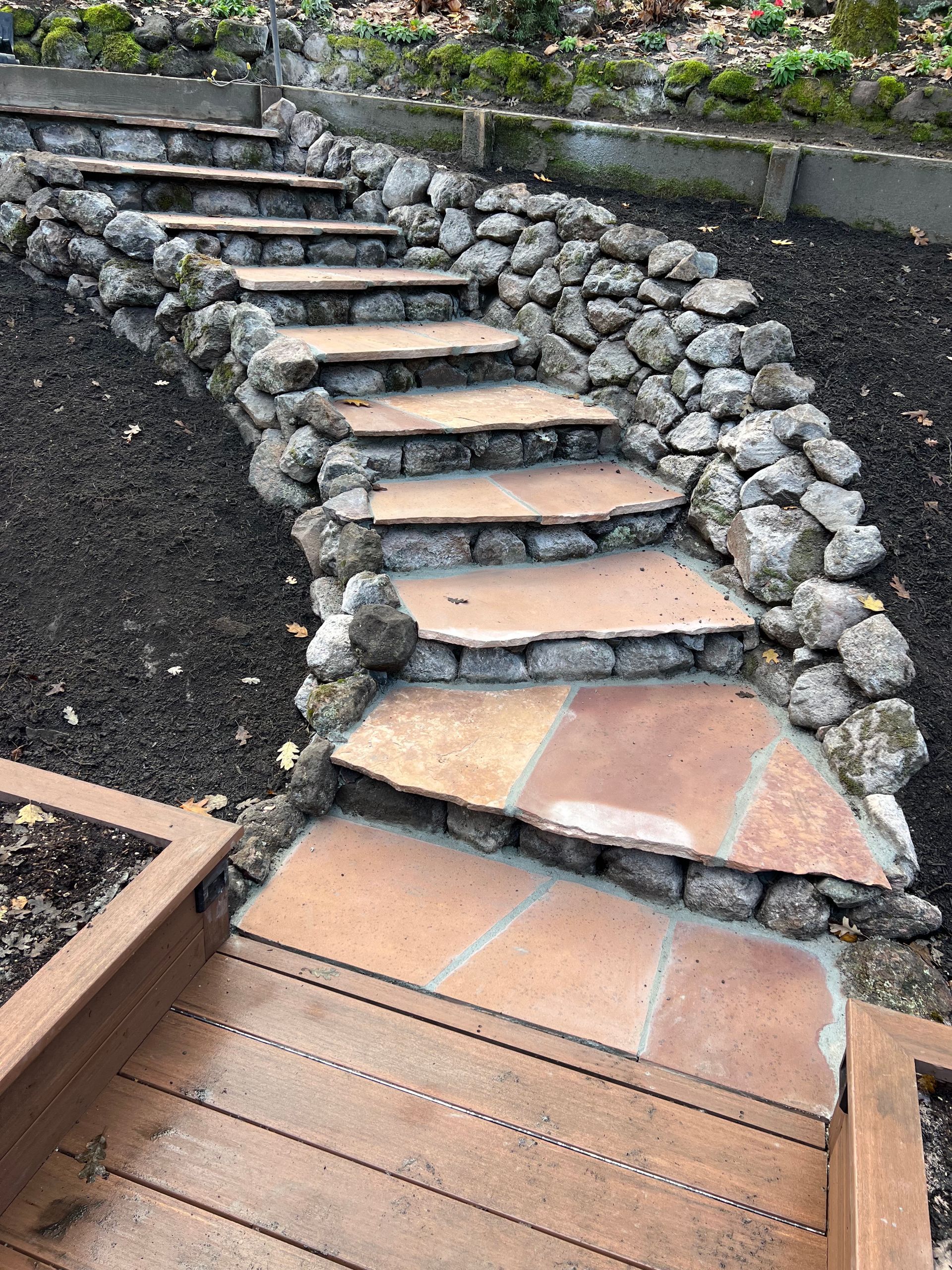 Backyard retaining wall and steps project