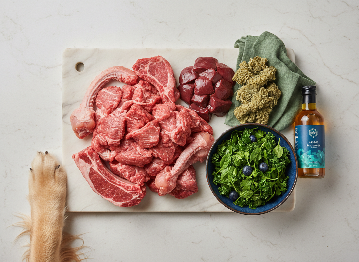 BARF ingredients flatlay