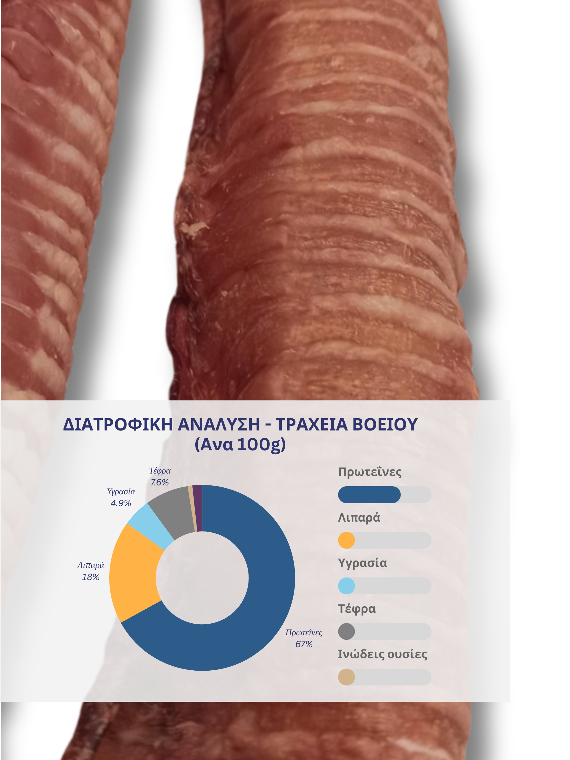 Λουκάνικο με διάγραμμα πίτας σε θρεπτική ανάλυση: πρωτεΐνες, λιπαρά, υδατάνθρακες, αλάτι και άλλα θρεπτικά συστατικά.