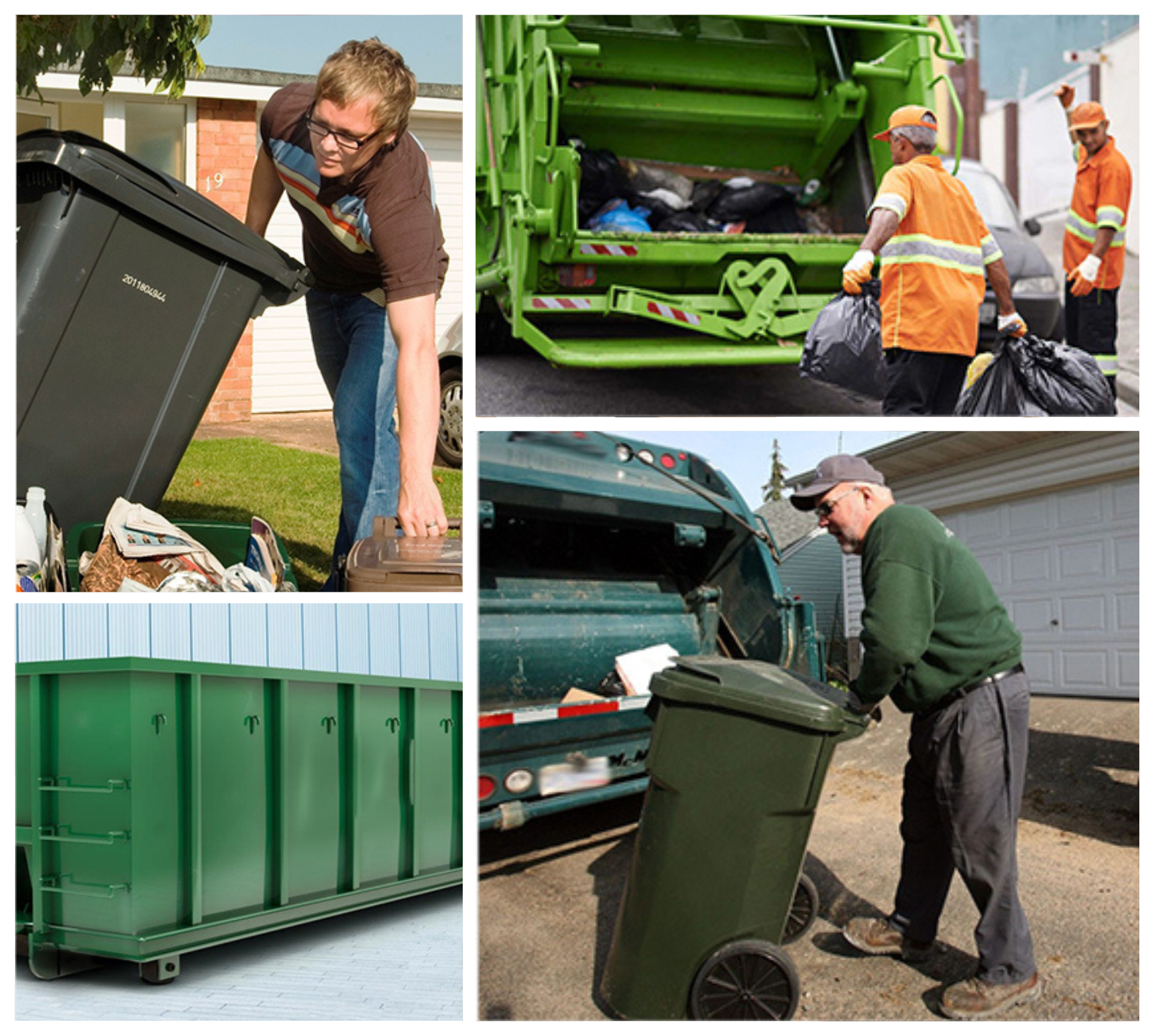 A man is loading a trash can into a garbage truck.