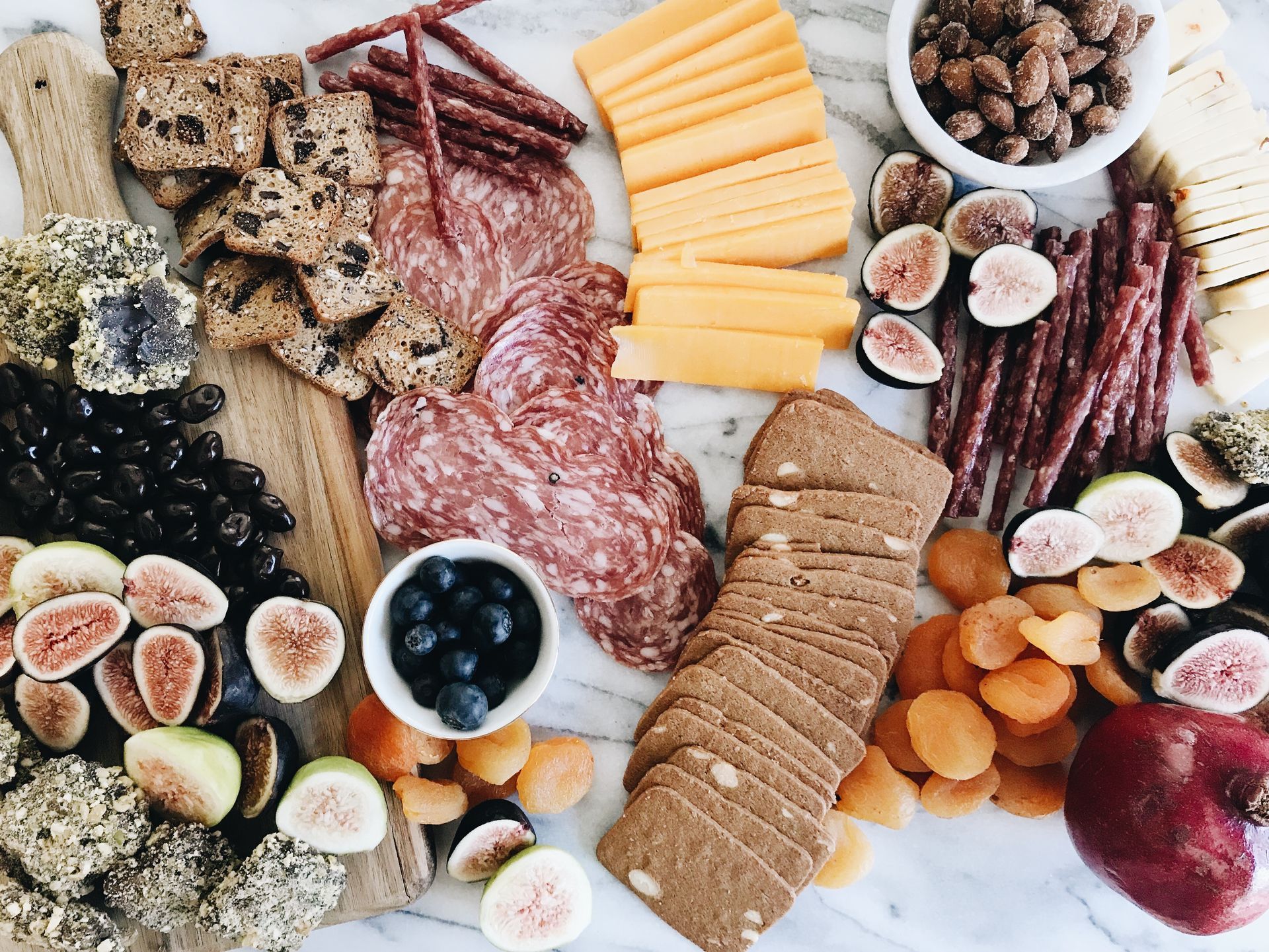 there are many different types of food on the table .