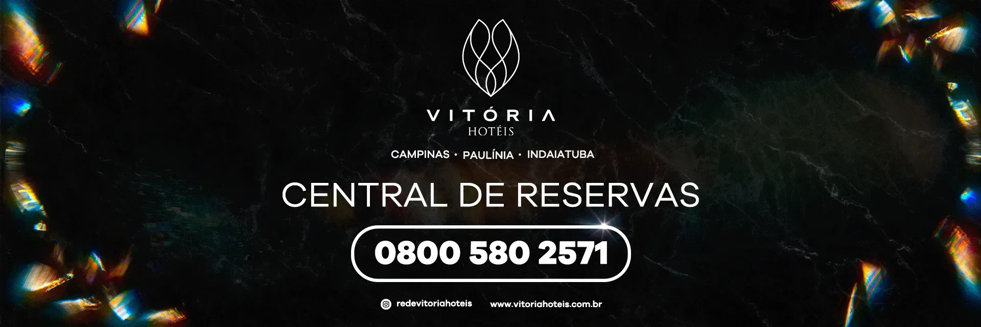 Vitória Central de Reservas ad over dark background with 0800 580 2571 contact number.