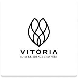 Logotipo do Vitória Hotel Residence Newport em preto sobre fundo branco.