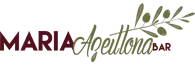 Logotipo do Maria Aguelona Bar em tons de bordô e verde-oliva com ícone estilizado de ramo de folha