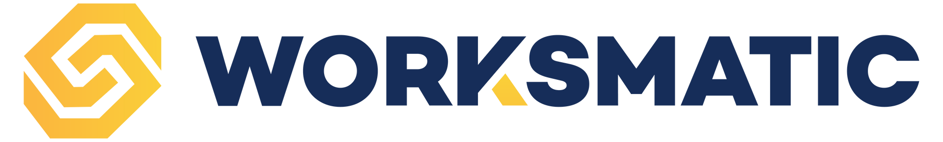 Worksmatix logo: Hexagon design, navy blue text.