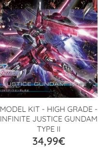 Illustrazione della confezione del kit di montaggio HG Infinite Justice Gundam Type II, mecha rosa, 34,99€