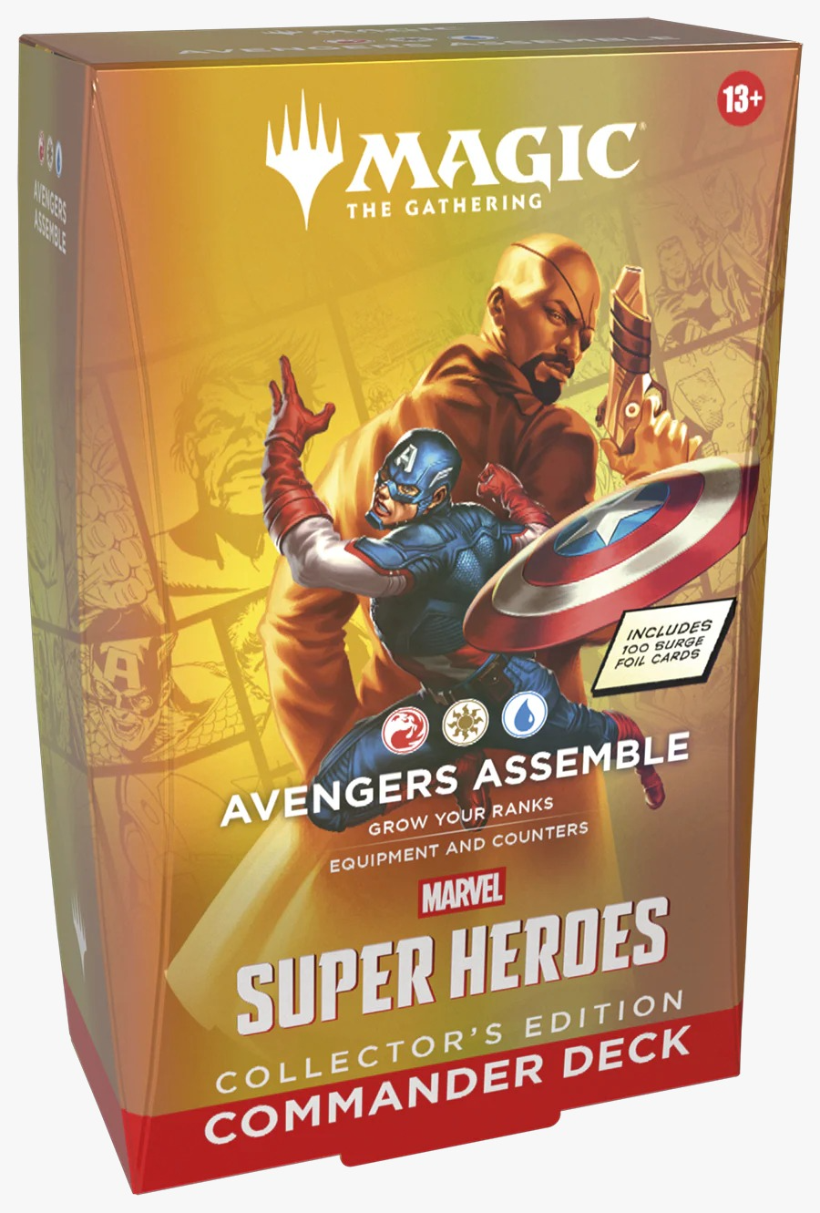 Magic: The Gathering Marvel Super Heroes Avengers Assemble Commander Deck Box con illustrazione di Capitan America