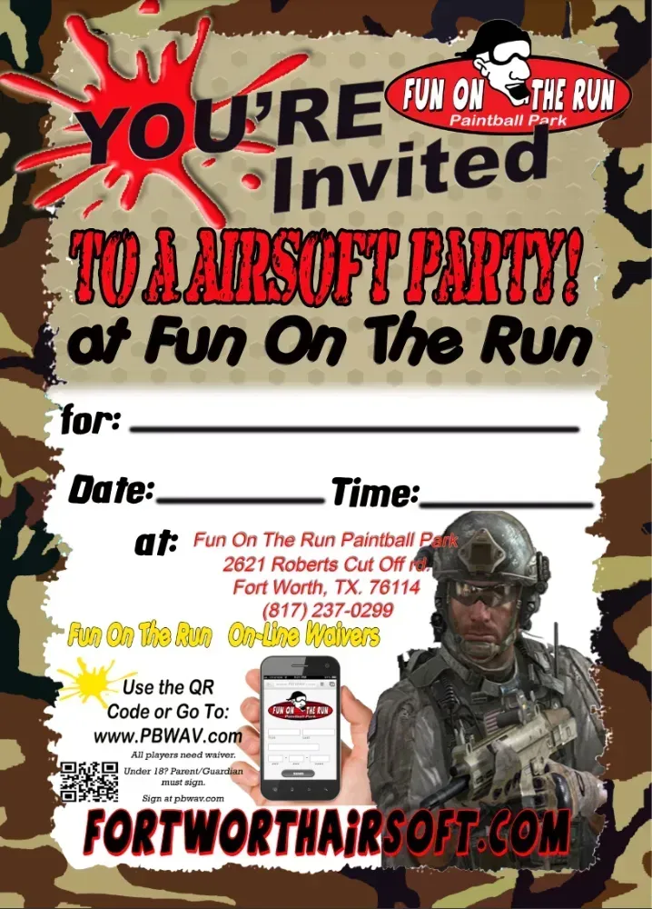 Airsoft Party Invitation Preview
