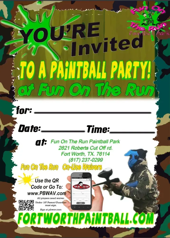 Paintball Party Invitation Preview