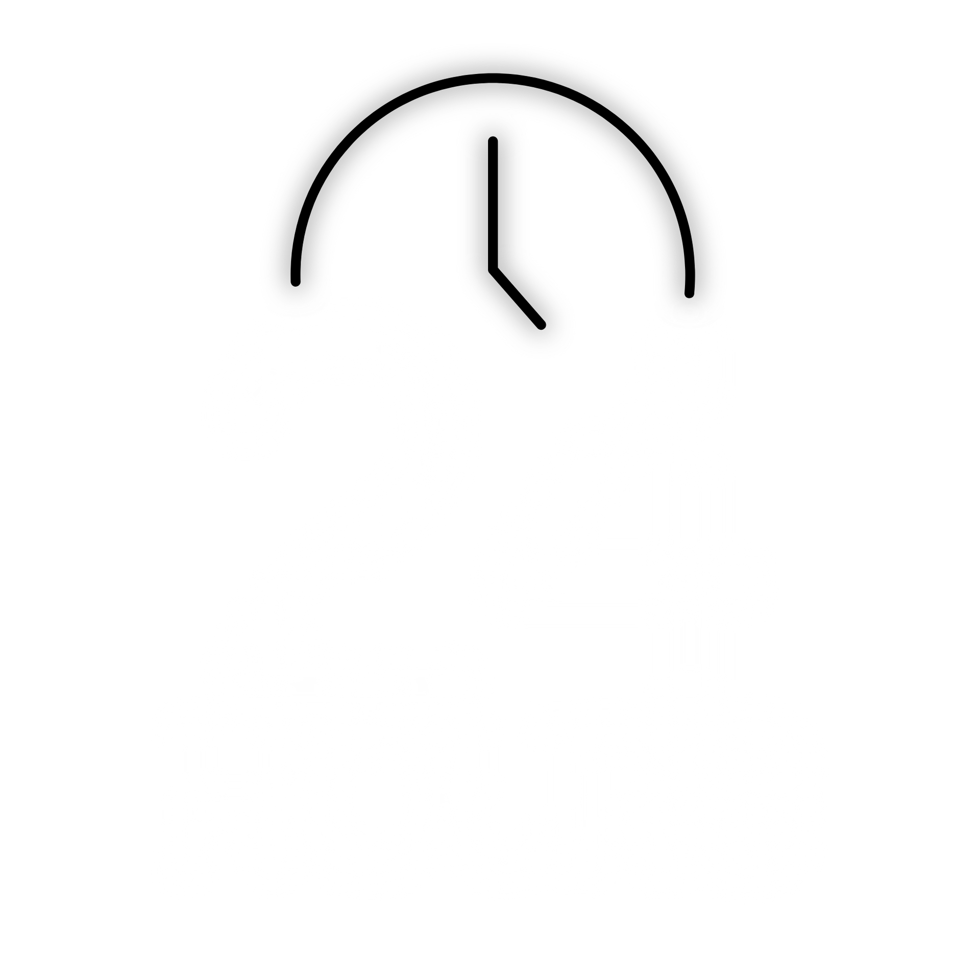 Minimal black clock icon with a partial circular outline on a white background