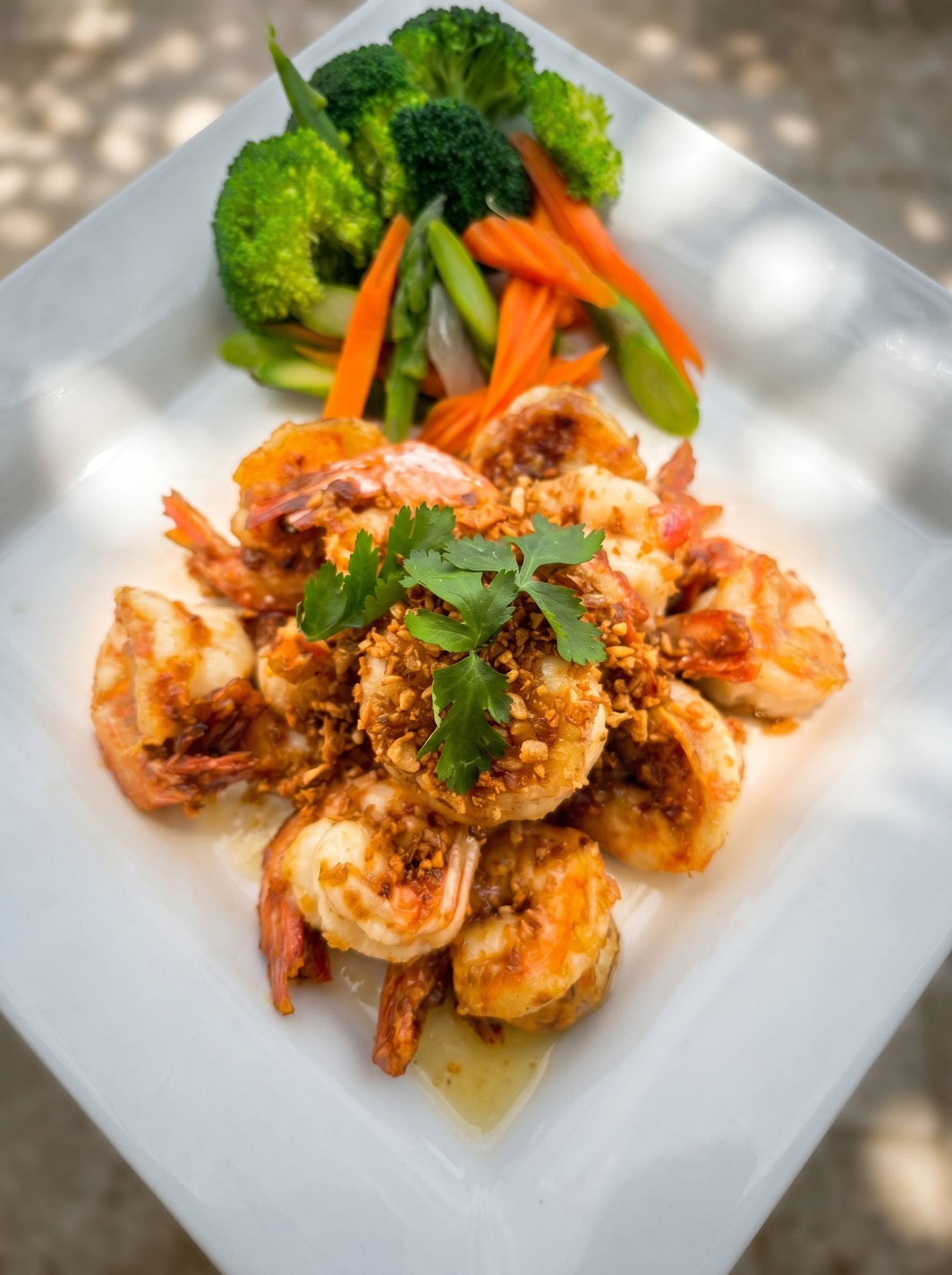 Thai dish with shrimp and vegetables at Mai Thai Sushi & Ramen in Stuart, FL