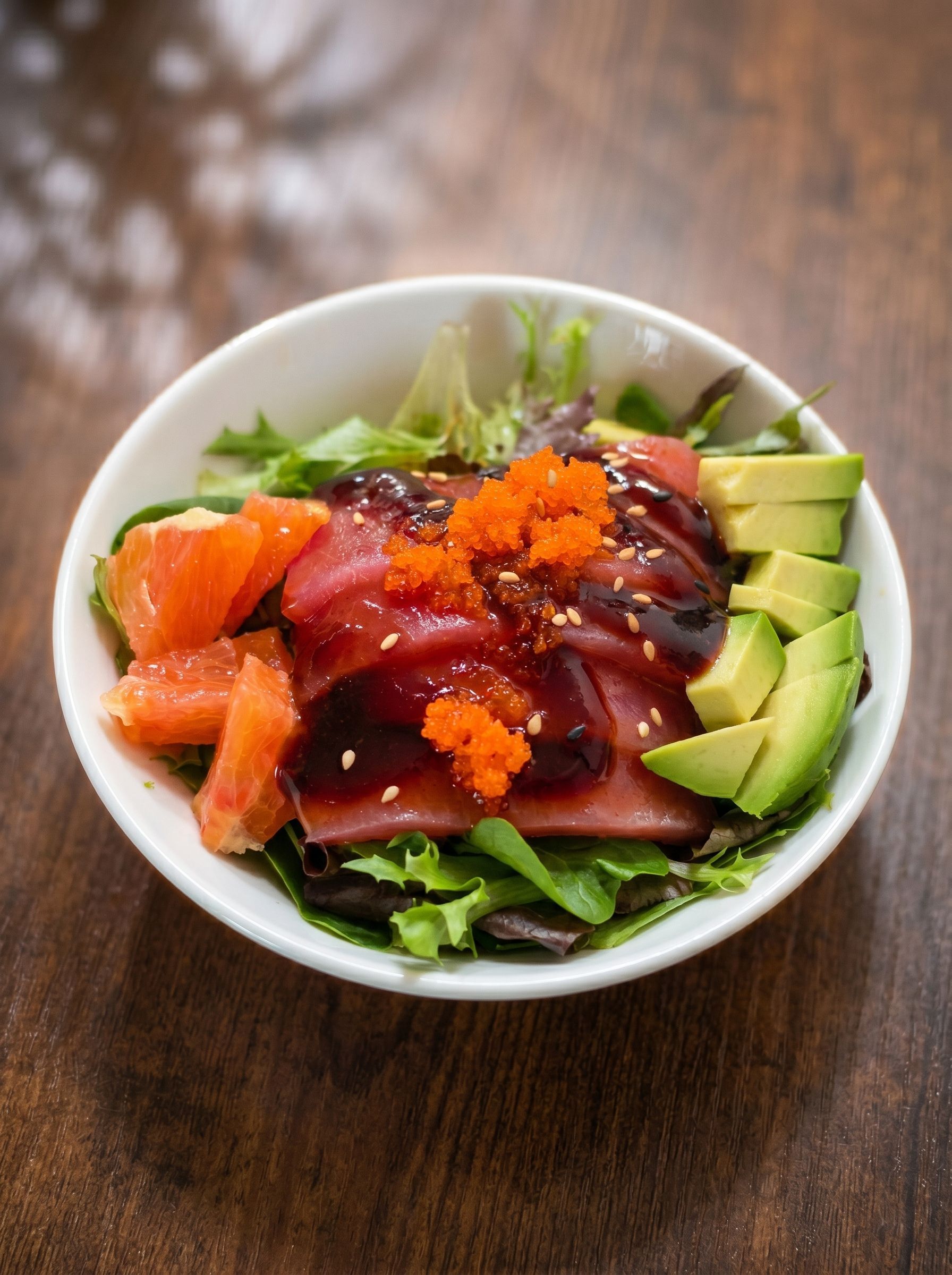 Poke bowl with salmon and avocado at Mai Thai Sushi & Ramen in Stuart, FL