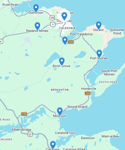 Map showing our foundation repair service area in Glace Bay, Nova Scotia