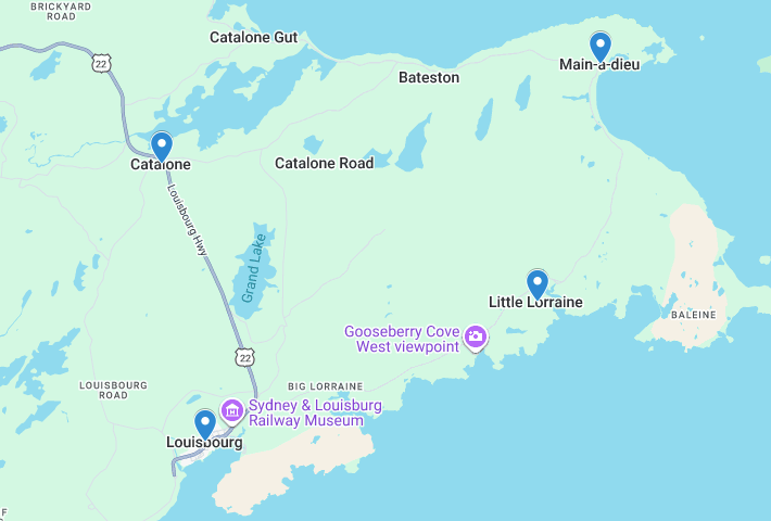 Map showing our foundation repair service area in Louisbourg, Nova Scotia