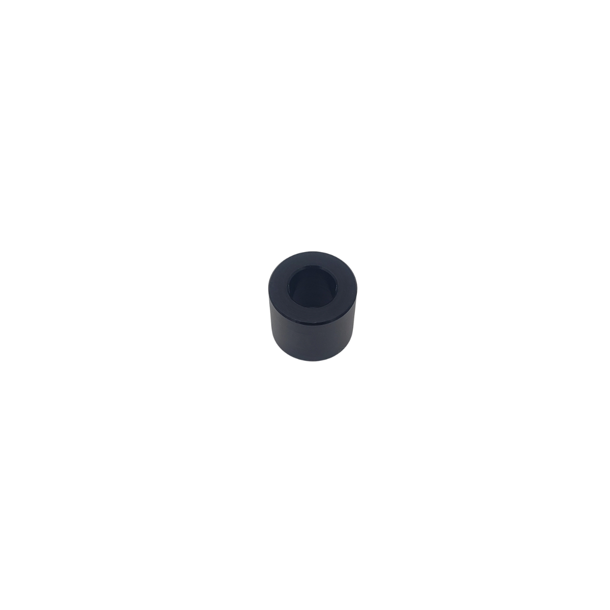 Small dark gray cylindrical object centered on a white background