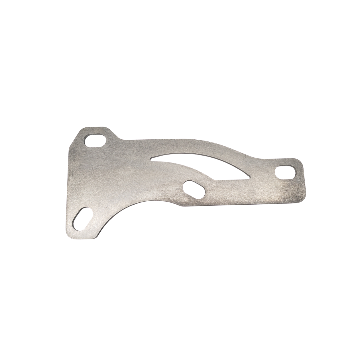Silver metal bracket with multiple bolt holes on a white background