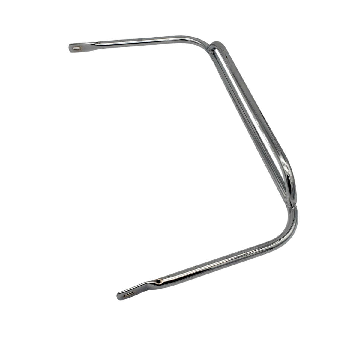 Metal bicycle or exercise bike frame support bracket, silver, bent tubular shape
