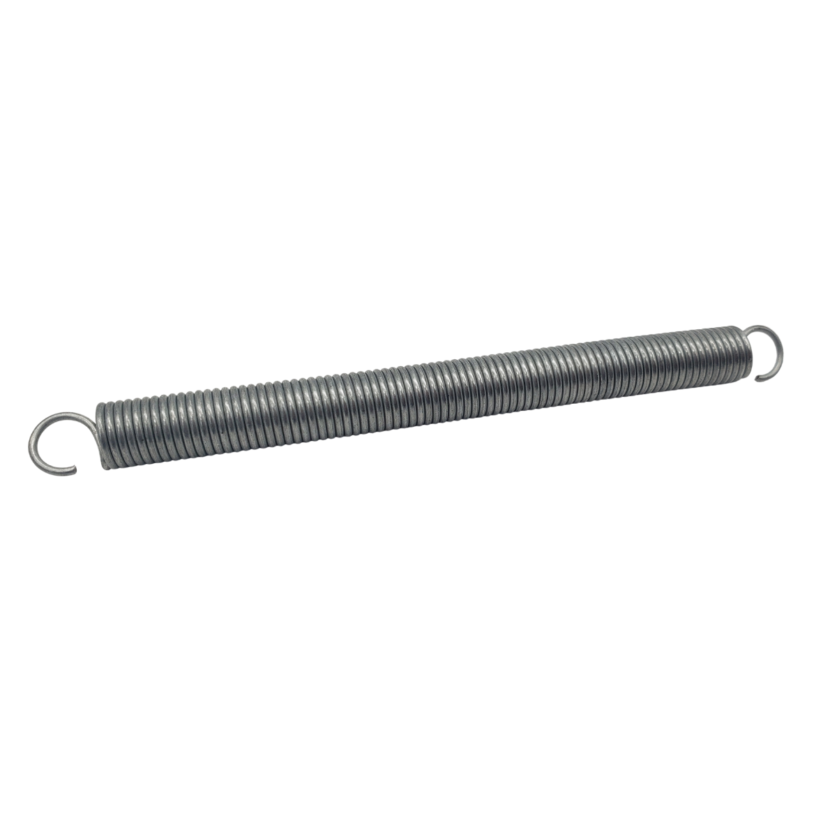 Coiled metal extension spring with hooks on both ends