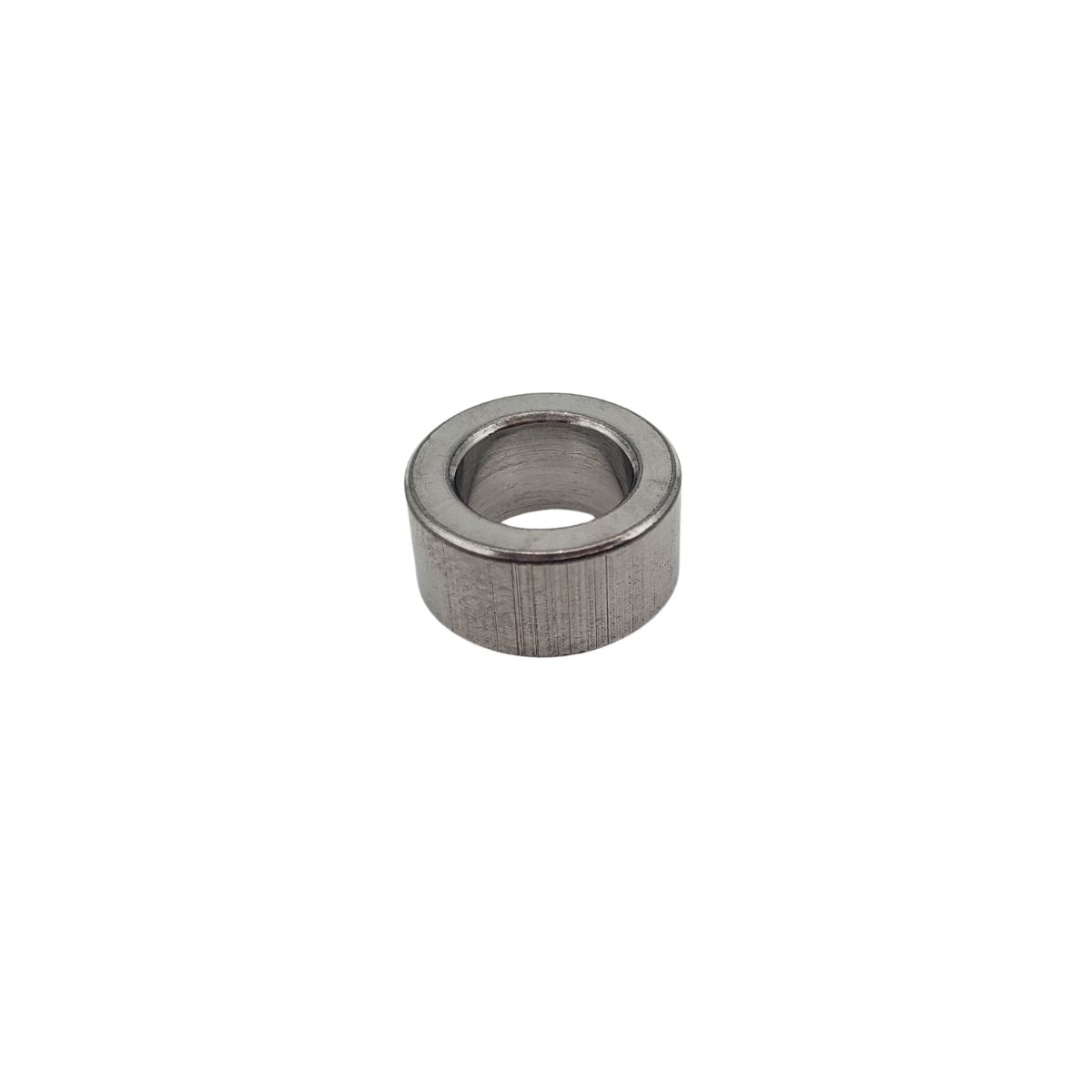 Small silver metal ring on a white background