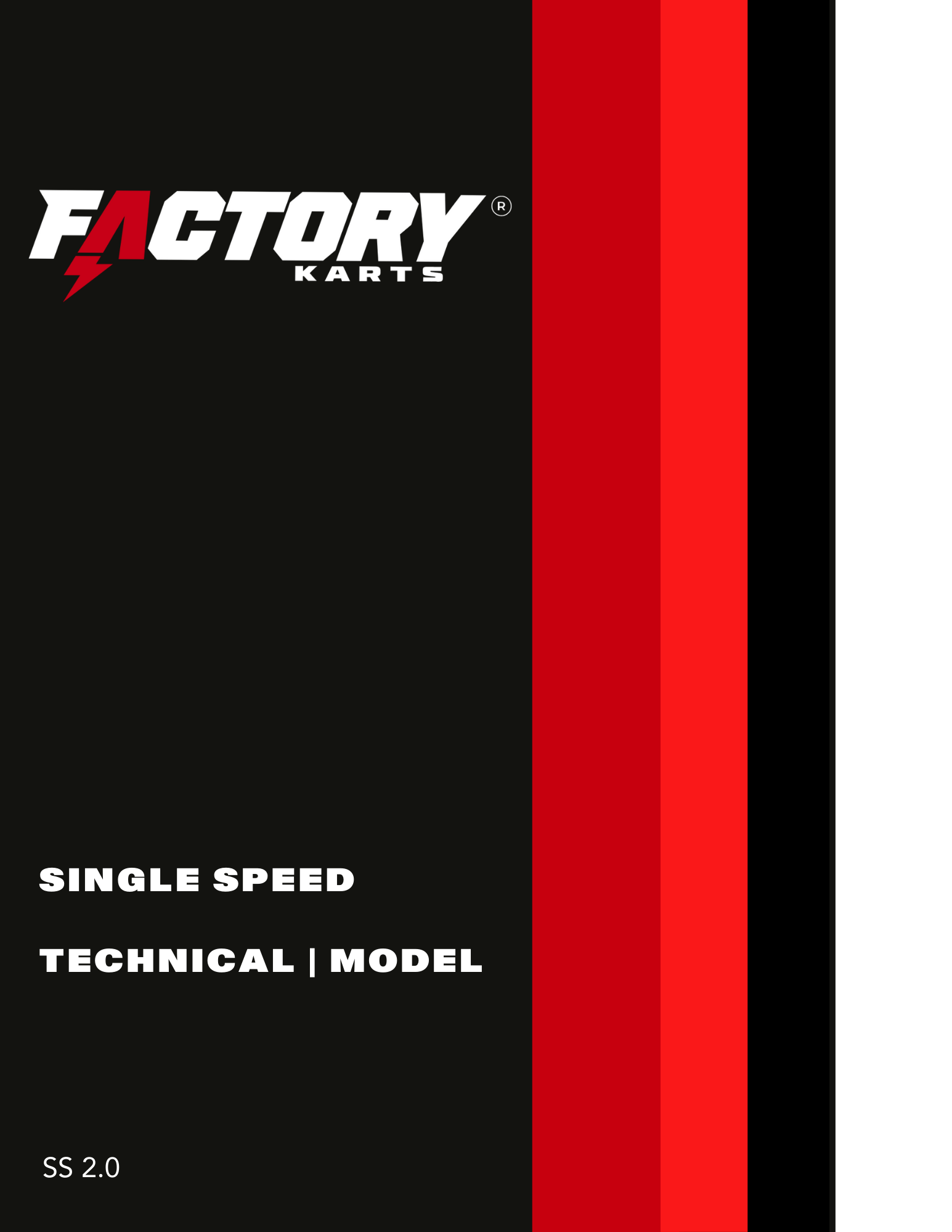 Factory bike manual cover with black background and red vertical stripes, labeled “Single Speed Technical Model.”