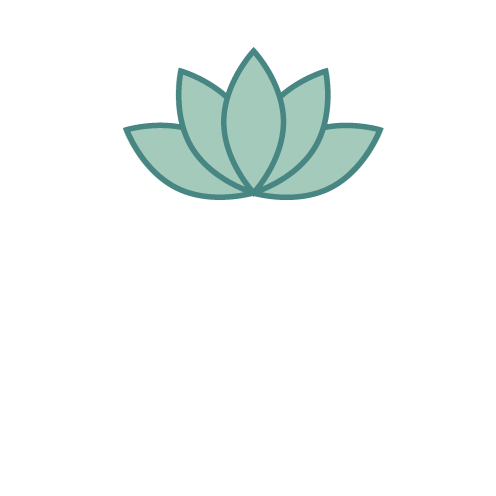 Teal lotus flower icon on a white background