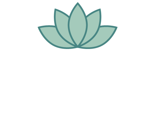 Teal lotus flower icon on a white background