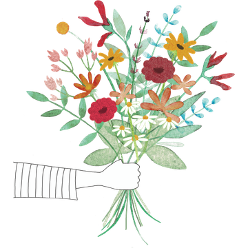 Hand die bosje bloemen vasthoudt als animatie