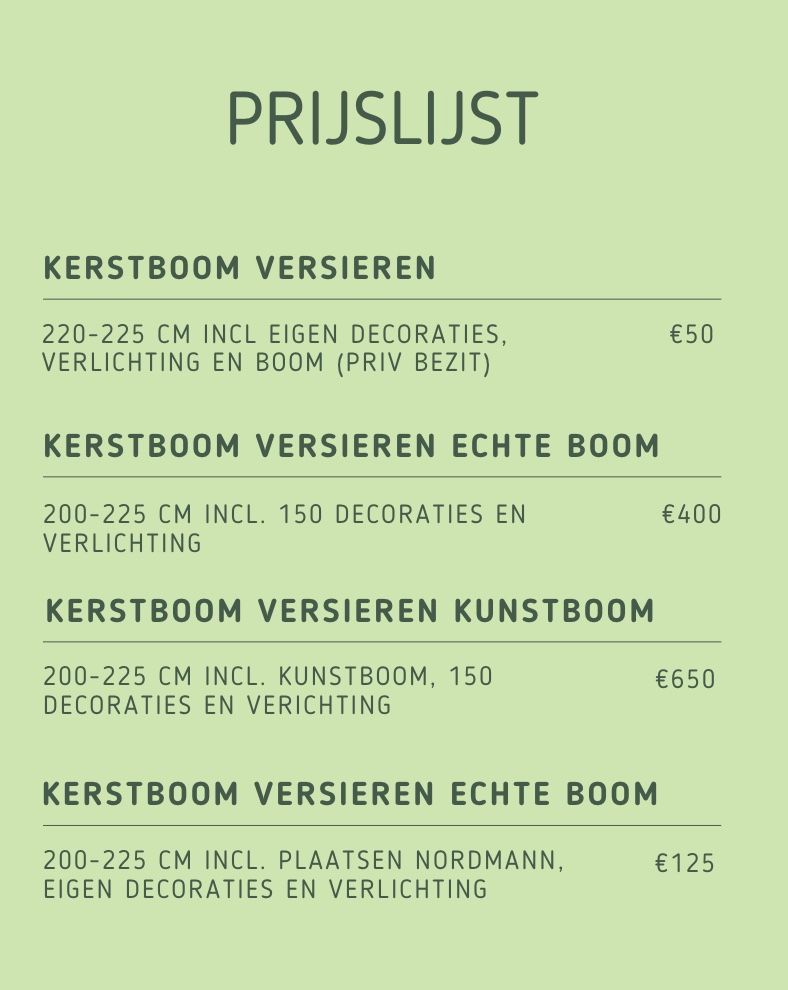 Prijslijst van Kerstboomservices