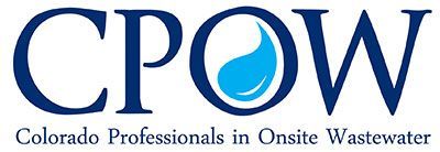 CPOW logo with blue letters and wave icon; Colorado Professionals in Onsite Wastewater text below
