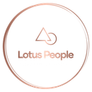 Lotus People logo with rose-gold circular outline and minimalist line icon on white background