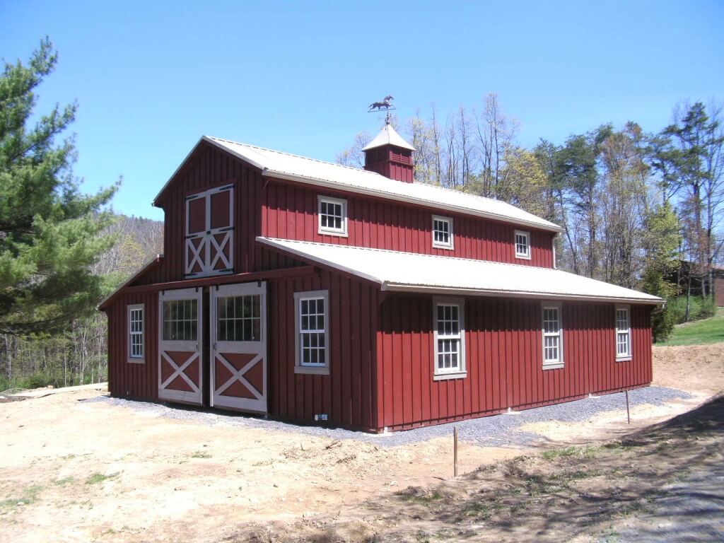 red horse barn