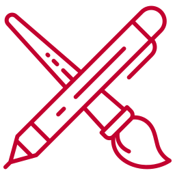 Icon of a pencil and a paintbrush overlapping