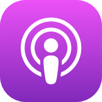 Purple Apple Podcasts app icon with white broadcast symbol